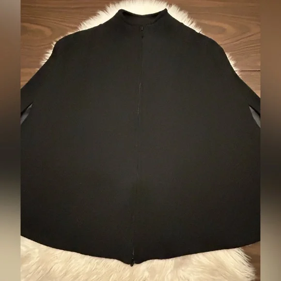 REISS Wool Viscose Blend Textured Full-Zip Cape Jacket